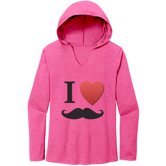 WOMEN’S TRI LONG SLEEVE HOODIE Movember I Love Moustache Front