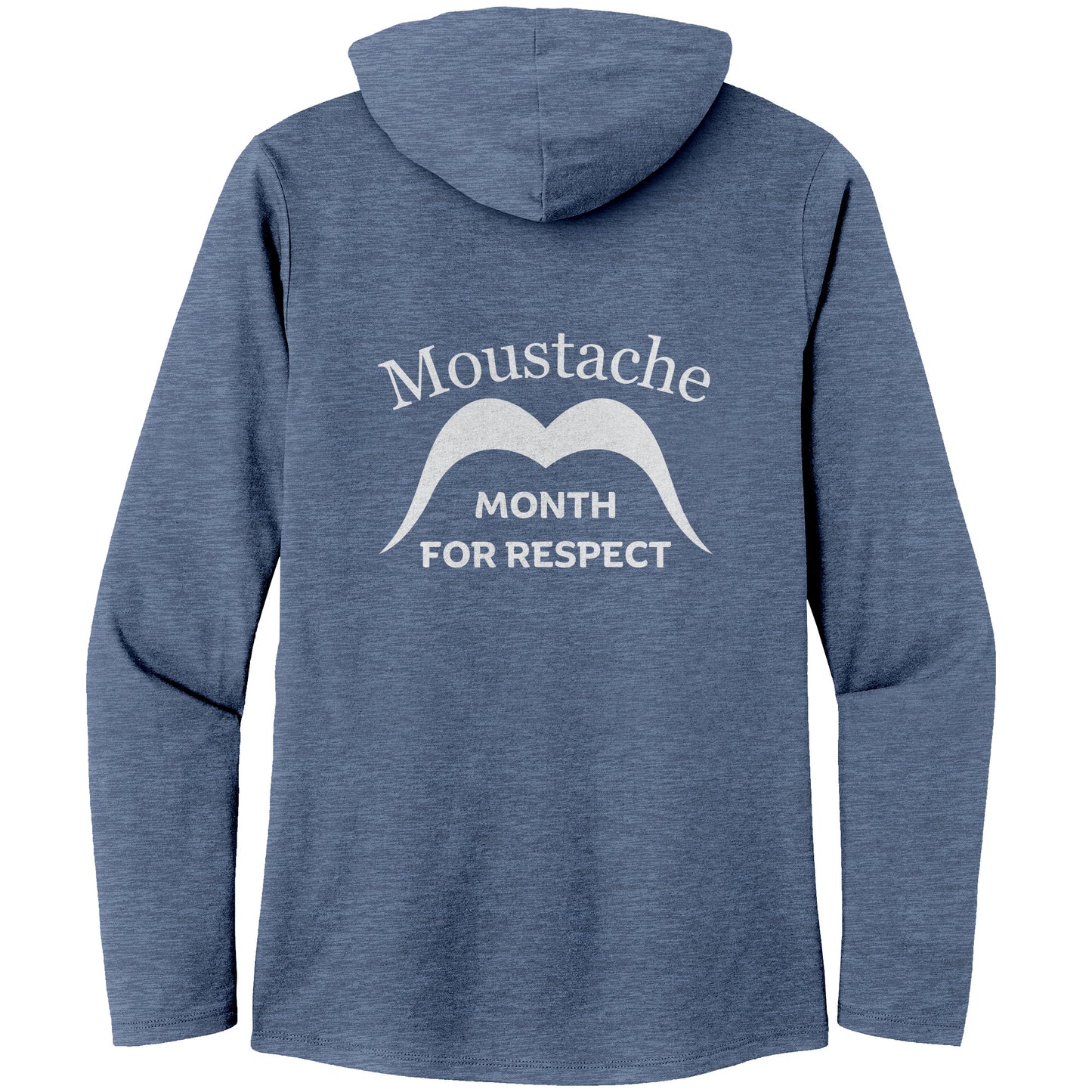 WOMEN’S TRI LONG SLEEVE HOODIE Movember Moustache Month For Respect Back & Front I Love Moustache
