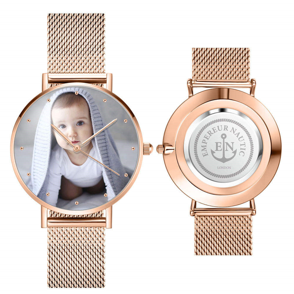 Custom Engraved Alloy Strap Unisex Photo Watch 36mm/40mm Emporium Discounts