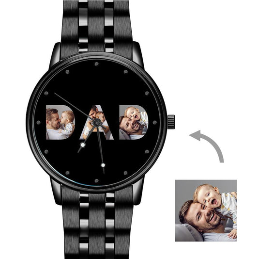 Surprise Dad with a custom-made watch for any personality. The design is printed onto the surface. Order to preview how it'll look. High-res pics are best. Custom watches make great gifts & never go out of style!