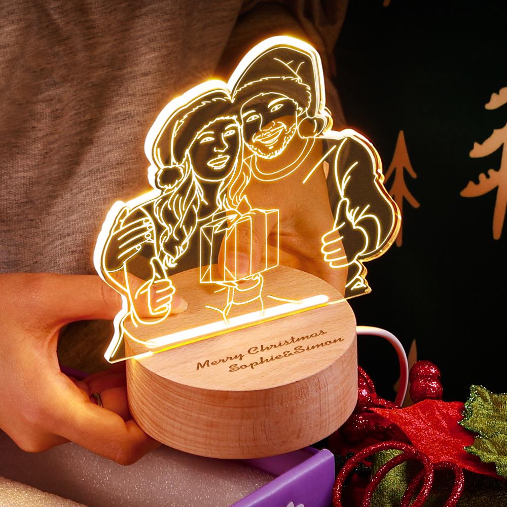 Custom Acrylic 3D Photo Lamp LED Night Lights With Wood Base Emporium Discounts