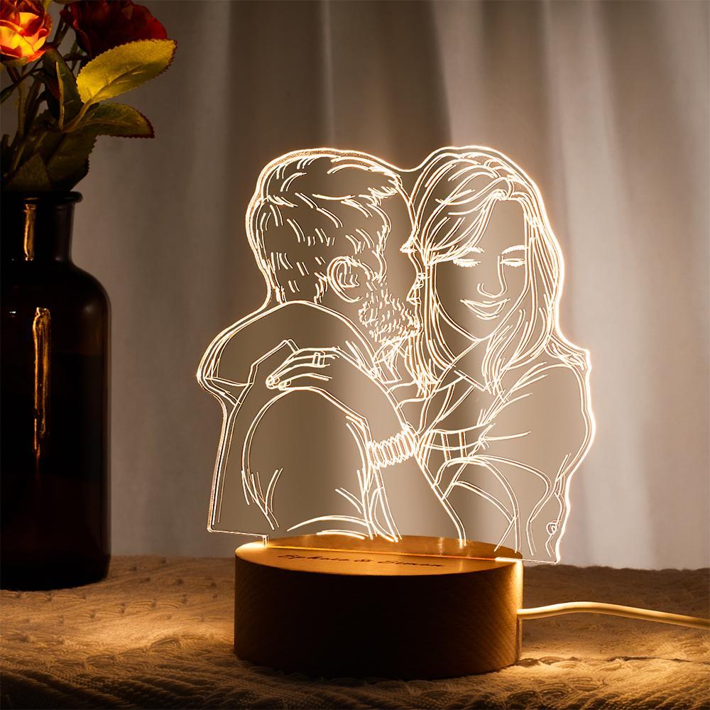 Custom Acrylic 3D Photo Lamp LED Night Lights With Wood Base Emporium Discounts