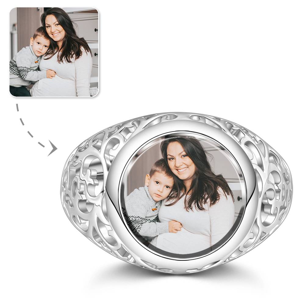Round Women Rings Custom Photo Ring Mother's Day Gifts Emporium Discounts