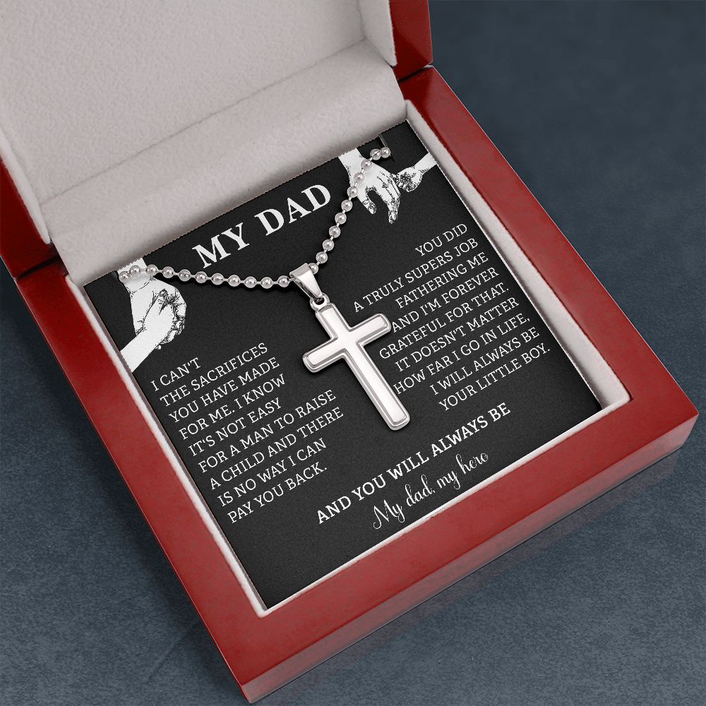 Our Stainless Cross Necklace is a wonderful gift for Father's Day. Imagine the look on their face when they open up this thoughtful gift!  The artisan-crafted detail makes this pendant stand out from other cross necklaces. Includes a ball chain and attaches with an easy-to-use lobster clasp.