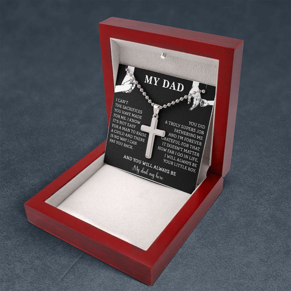 Our Stainless Cross Necklace is a wonderful gift for Father's Day. Imagine the look on their face when they open up this thoughtful gift!  The artisan-crafted detail makes this pendant stand out from other cross necklaces. Includes a ball chain and attaches with an easy-to-use lobster clasp.