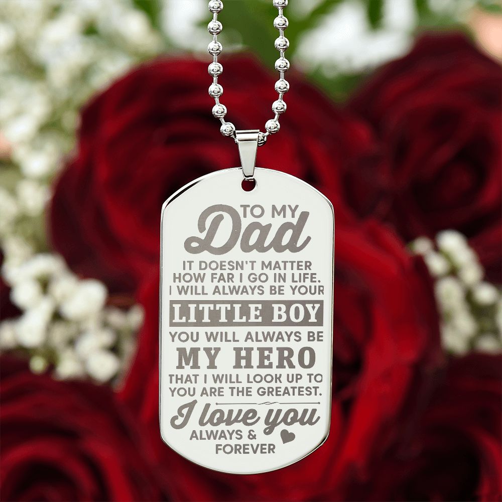 Surprise your dad on Father's Day or his birthday by giving him this unique and eye-catching Engraved Necklace! It's a classic, yet stylish statement piece that is sure to spark conversation.   Engraving option is available, you can choose to personalize onto the back of the pendant your dad's name, a special date, or anything else you want to remember and keep you close to their heart.