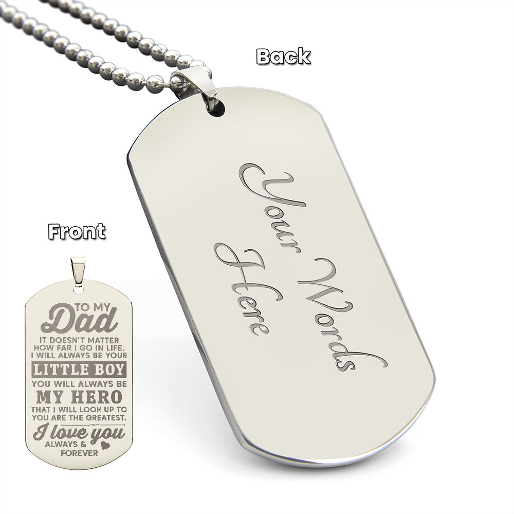 Surprise your dad on Father's Day or his birthday by giving him this unique and eye-catching Engraved Necklace! It's a classic, yet stylish statement piece that is sure to spark conversation.   Engraving option is available, you can choose to personalize onto the back of the pendant your dad's name, a special date, or anything else you want to remember and keep you close to their heart.