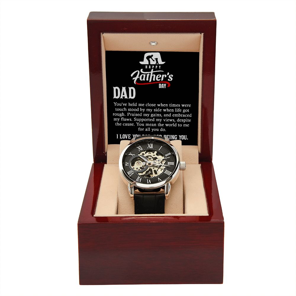 Make this Father's Day one to remember with the classic and stylish Men's Openwork Watch. With its sleek design and comfortable fit, this timeless accessory is sure to be a welcome addition to your father's wardrobe.  Surprise your dad with a gift that speaks to just how much your love and appreciate him.