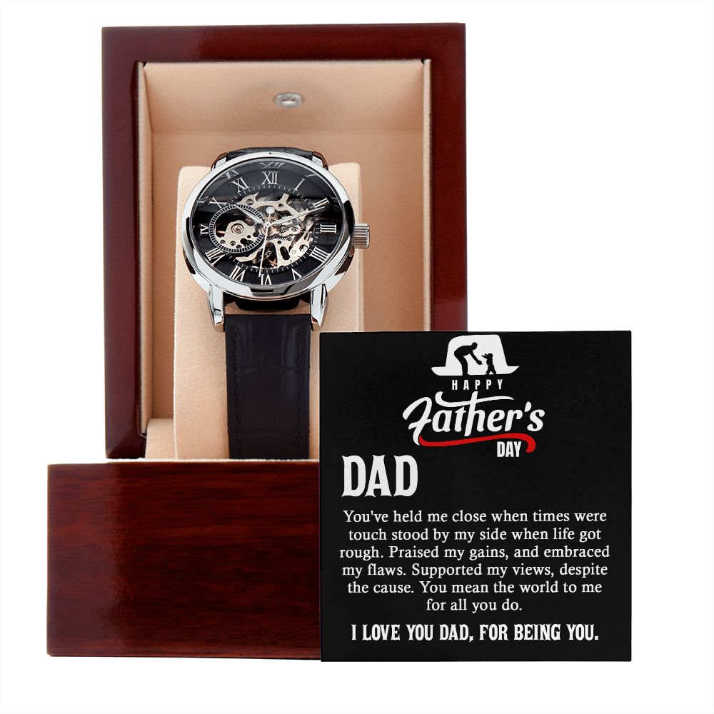 Make this Father's Day one to remember with the classic and stylish Men's Openwork Watch. With its sleek design and comfortable fit, this timeless accessory is sure to be a welcome addition to your father's wardrobe.  Surprise your dad with a gift that speaks to just how much your love and appreciate him.