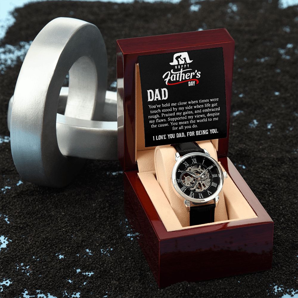 Make this Father's Day one to remember with the classic and stylish Men's Openwork Watch. With its sleek design and comfortable fit, this timeless accessory is sure to be a welcome addition to your father's wardrobe.  Surprise your dad with a gift that speaks to just how much your love and appreciate him.