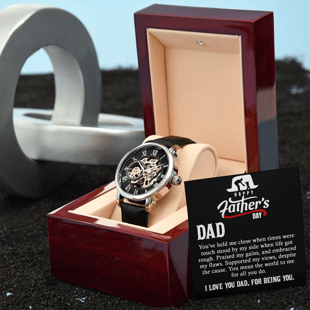 Make this Father's Day one to remember with the classic and stylish Men's Openwork Watch. With its sleek design and comfortable fit, this timeless accessory is sure to be a welcome addition to your father's wardrobe.  Surprise your dad with a gift that speaks to just how much your love and appreciate him.