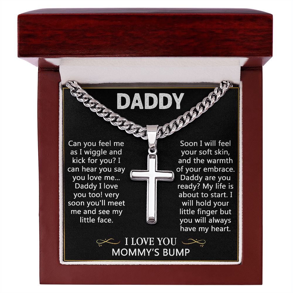 Wear your faith proudly with this Cuban Chain with Artisan Cross Necklace. Perfect to remember when your baby was again in mummy, and when we all been waiting for him or her to arrive in your family.