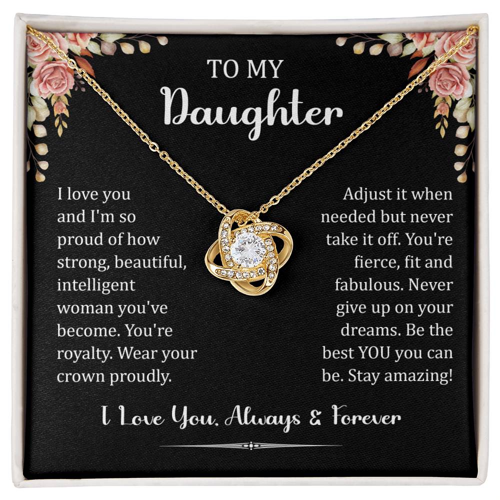 To My Daughter I Love You Always & Forever Love Knot Necklace