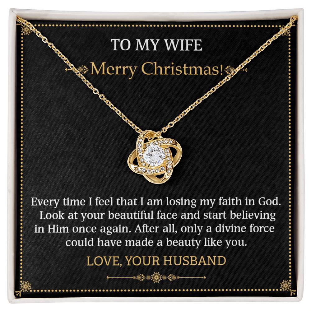 To my Wife Merry Christmas Love Knot Necklace