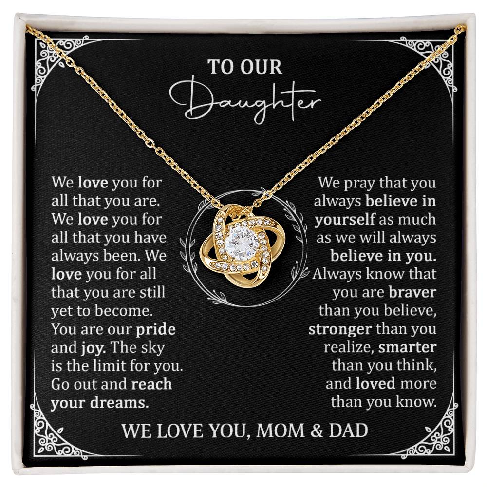 We love you, Mom & Dad Love Knot Necklace