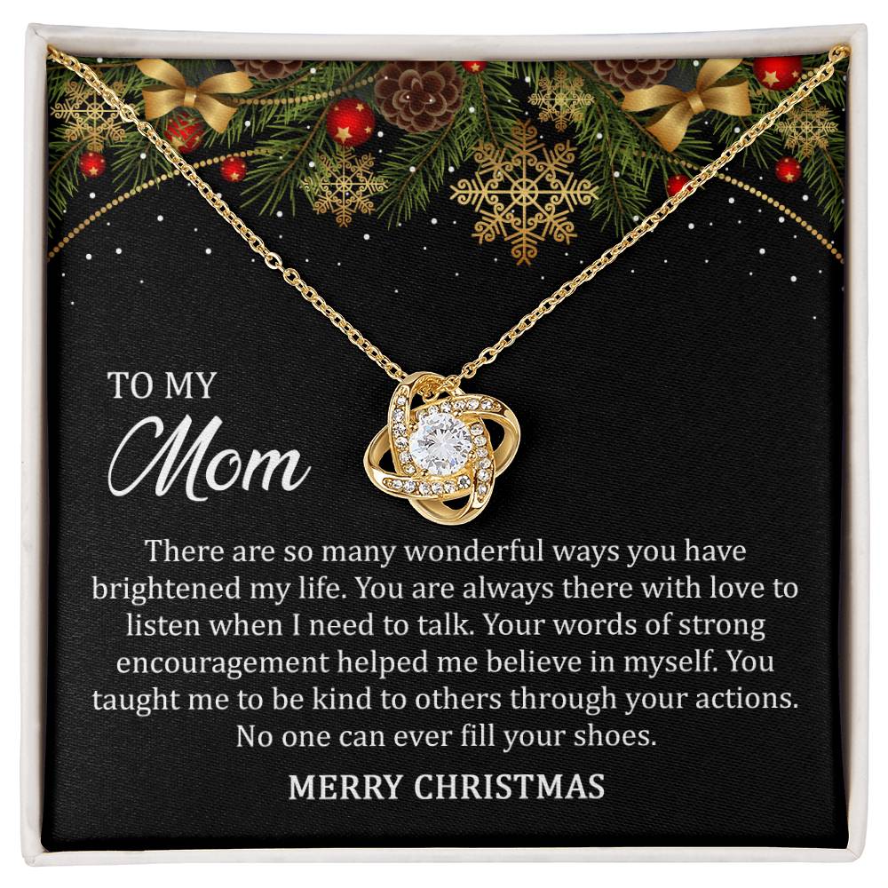 Merry Christmas Mom Love Knot Necklace