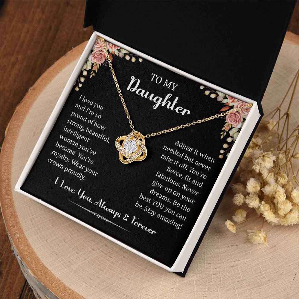 To My Daughter I Love You Always & Forever Love Knot Necklace