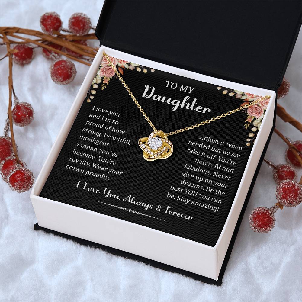 To My Daughter I Love You Always & Forever Love Knot Necklace