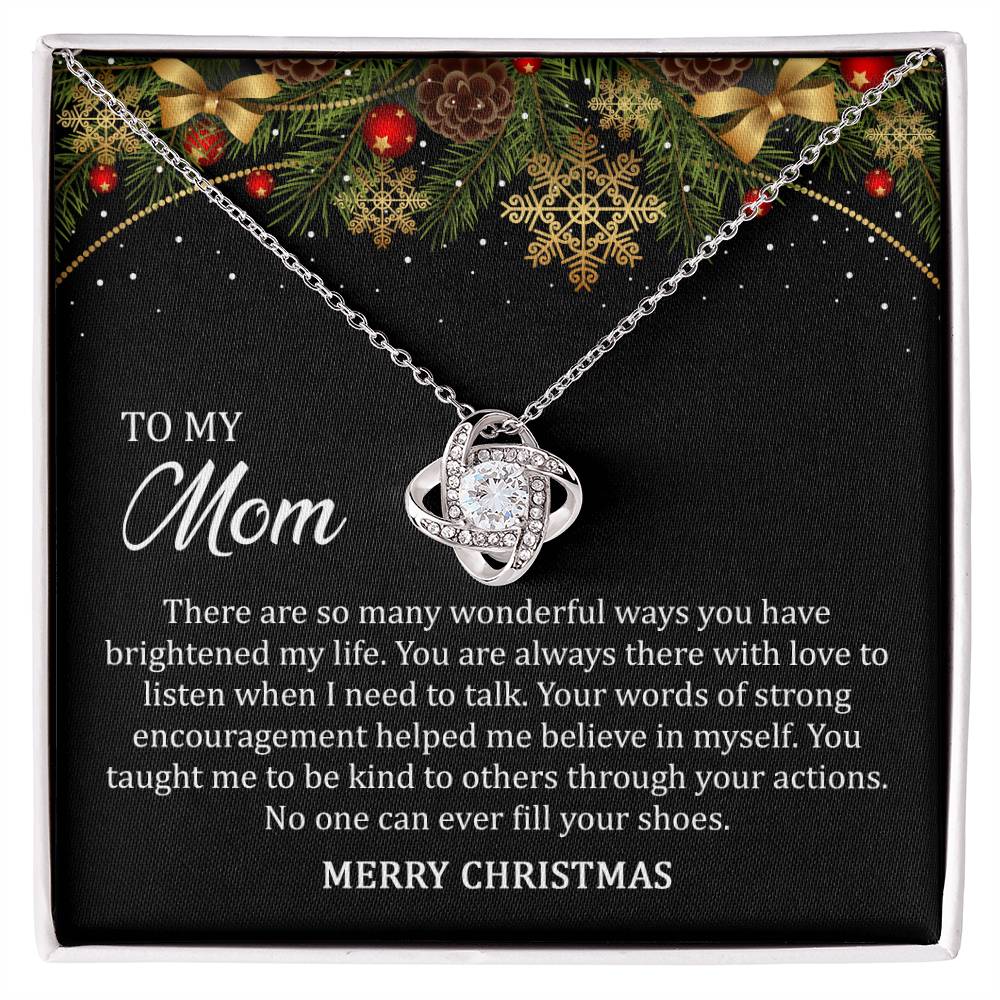 Merry Christmas Mom Love Knot Necklace