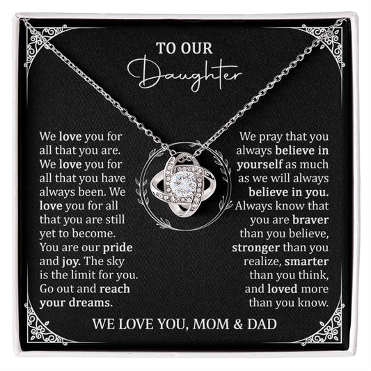 We love you, Mom & Dad Love Knot Necklace