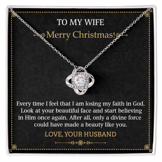 To my Wife Merry Christmas Love Knot Necklace