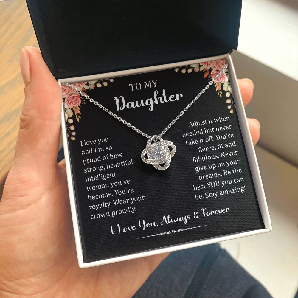 To My Daughter I Love You Always & Forever Love Knot Necklace