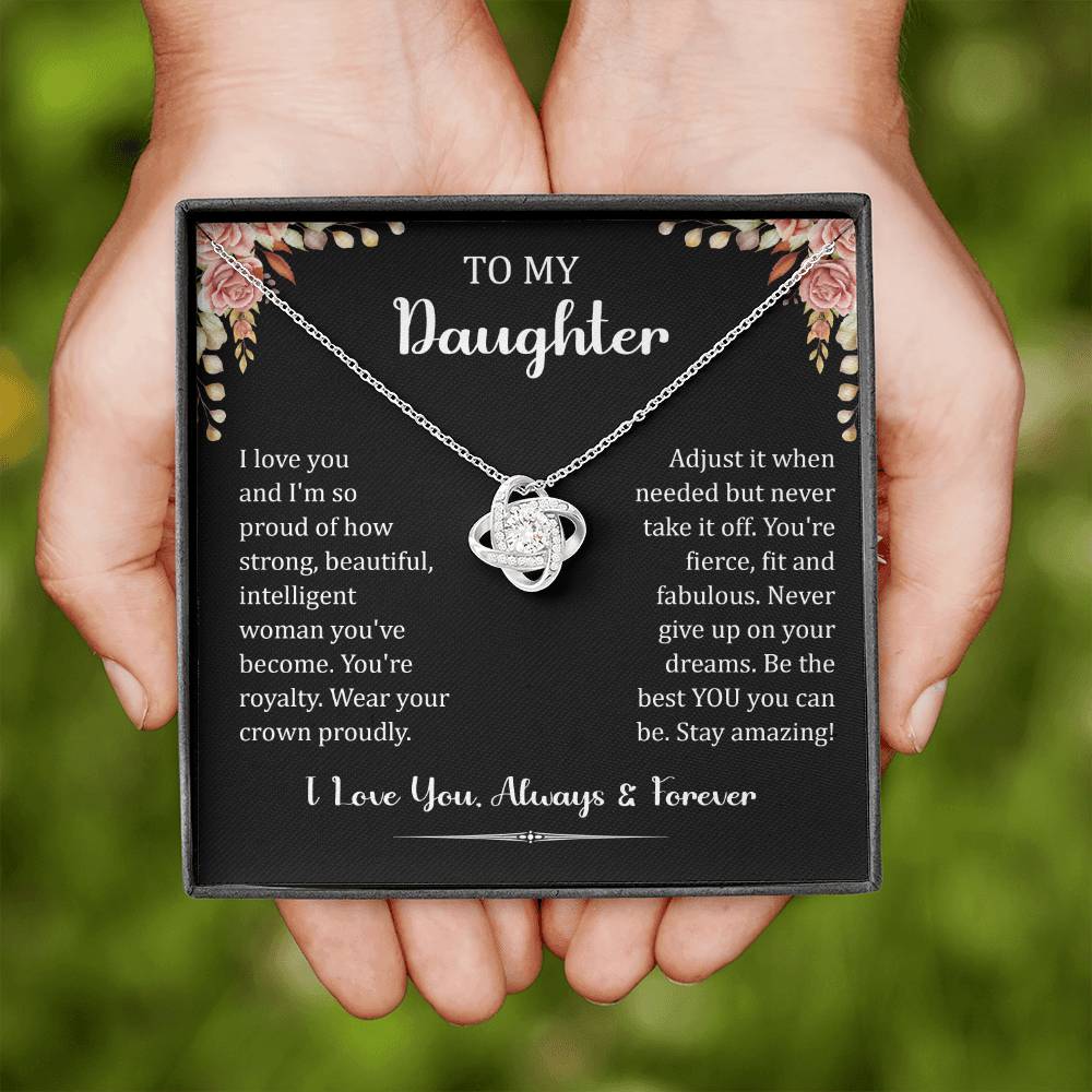 To My Daughter I Love You Always & Forever Love Knot Necklace