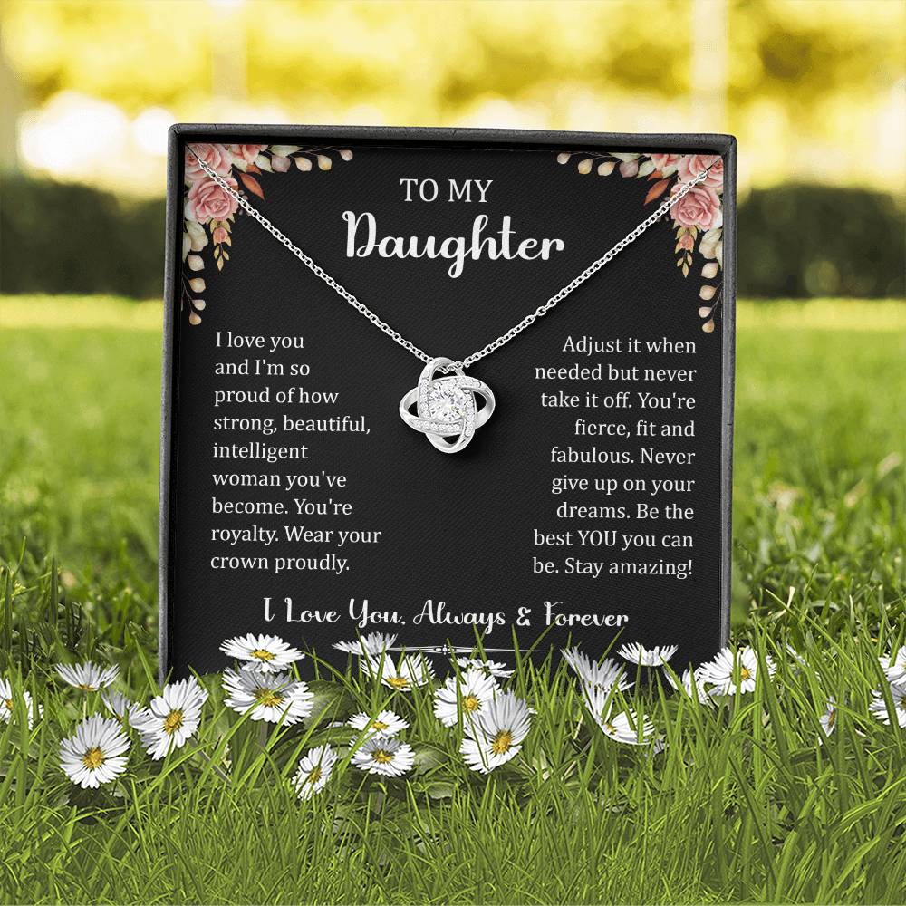 To My Daughter I Love You Always & Forever Love Knot Necklace