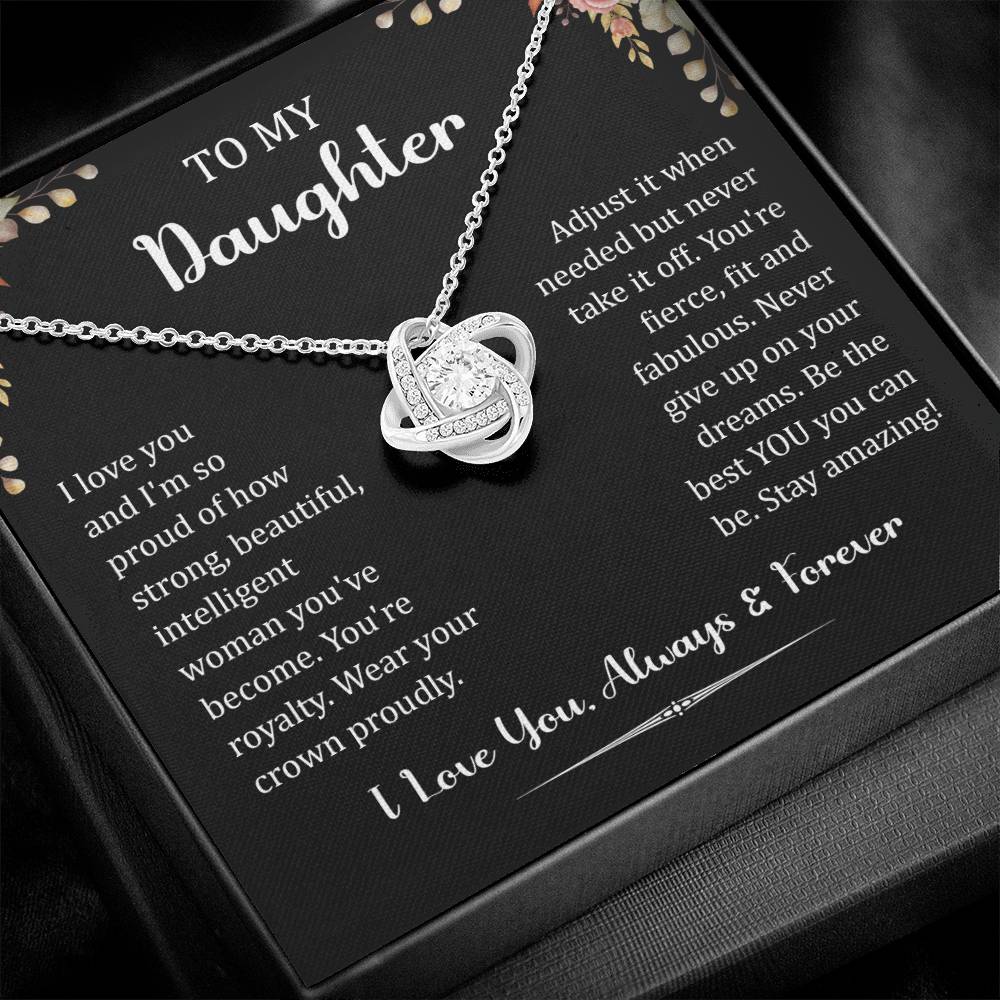 To My Daughter I Love You Always & Forever Love Knot Necklace