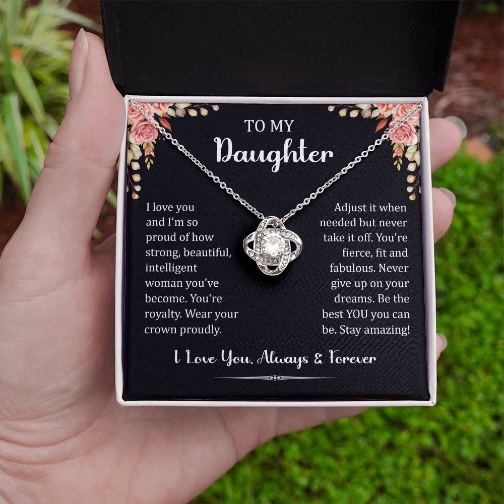 To My Daughter I Love You Always & Forever Love Knot Necklace