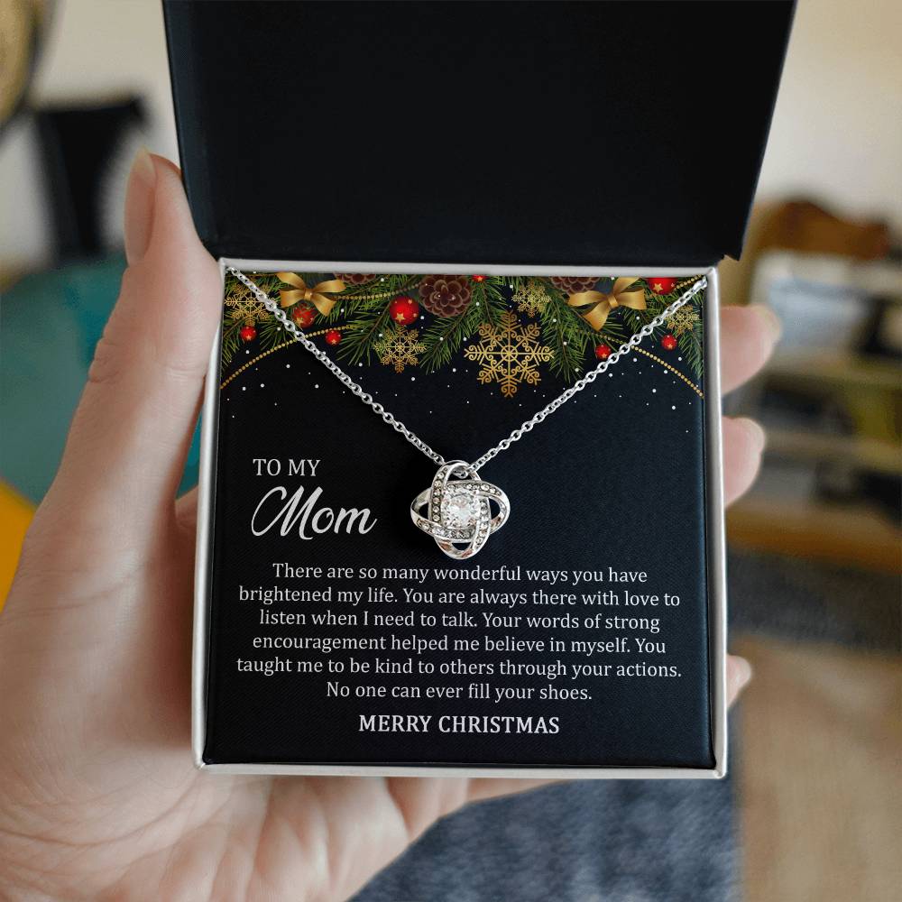 Merry Christmas Mom Love Knot Necklace