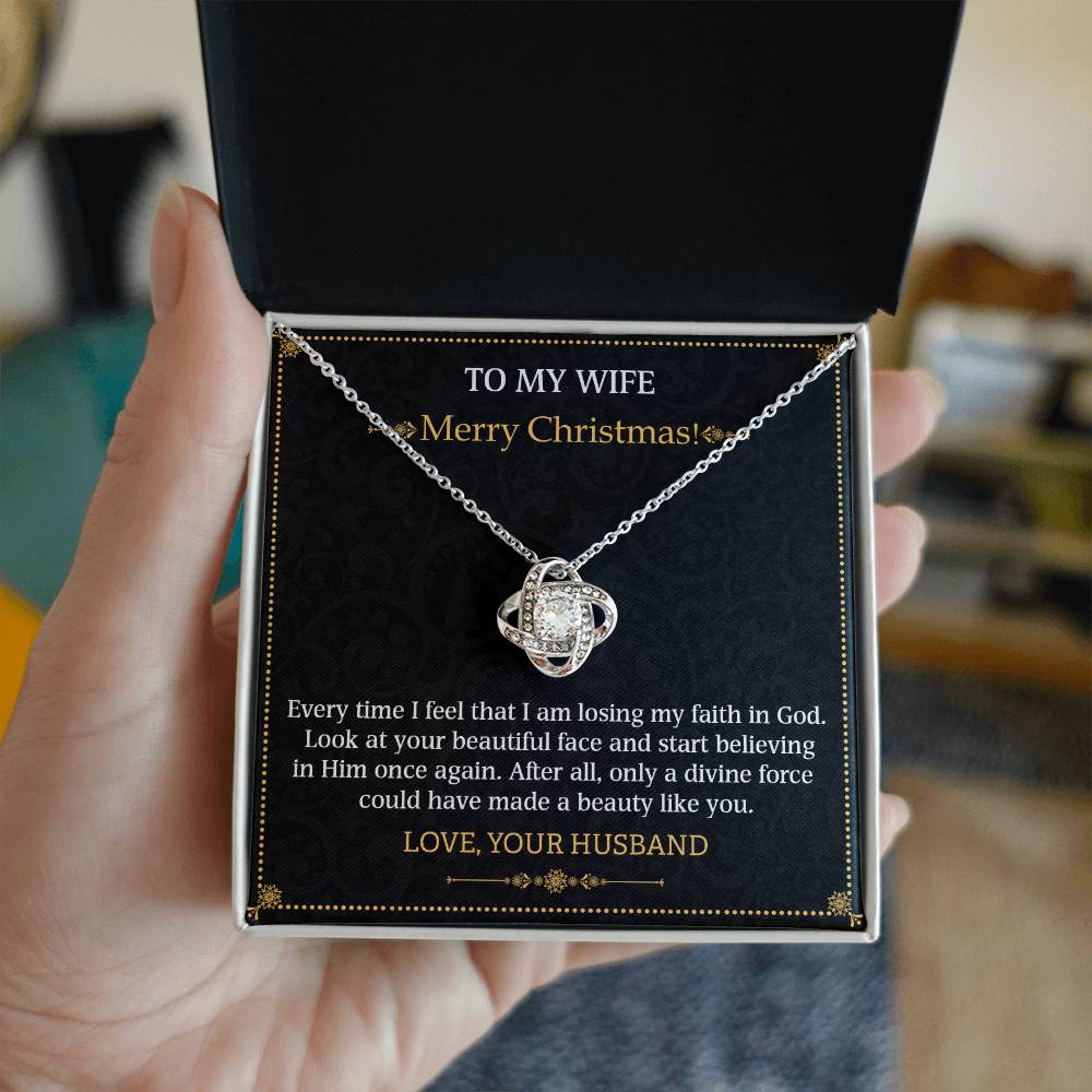 To my Wife Merry Christmas Love Knot Necklace