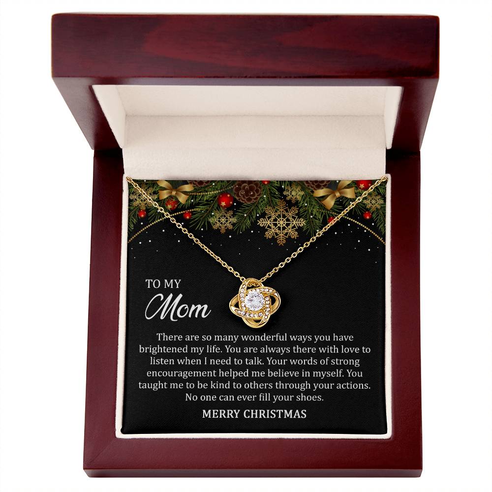 Merry Christmas Mom Love Knot Necklace