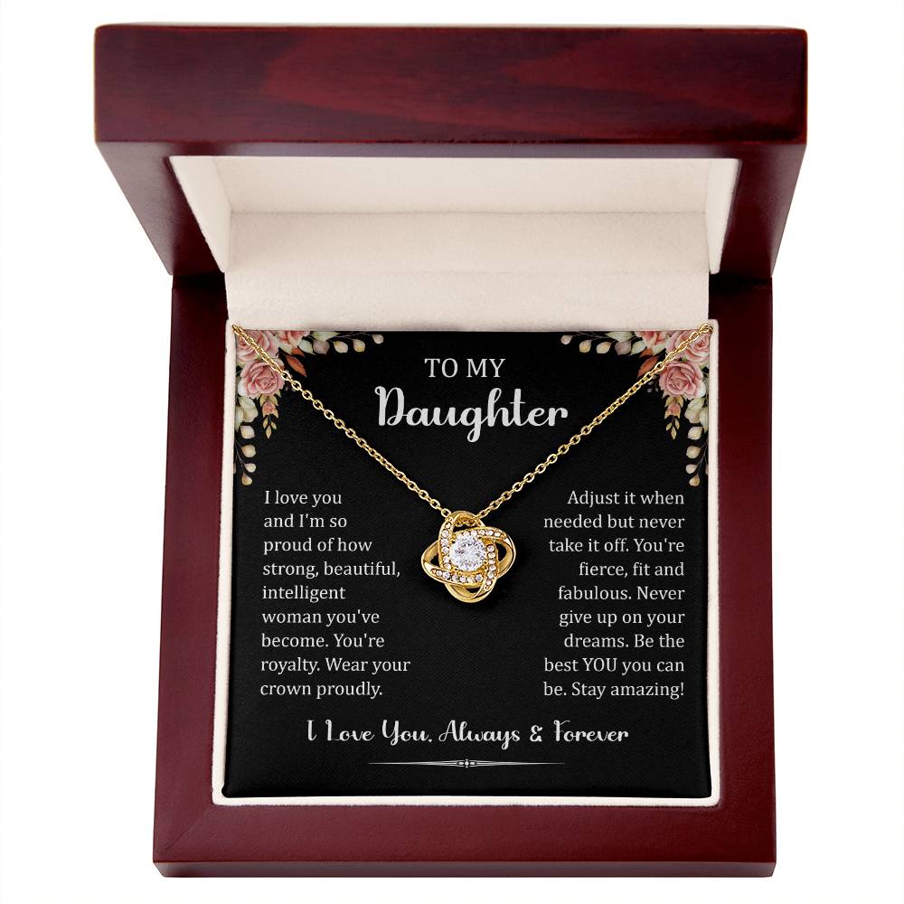 To My Daughter I Love You Always & Forever Love Knot Necklace