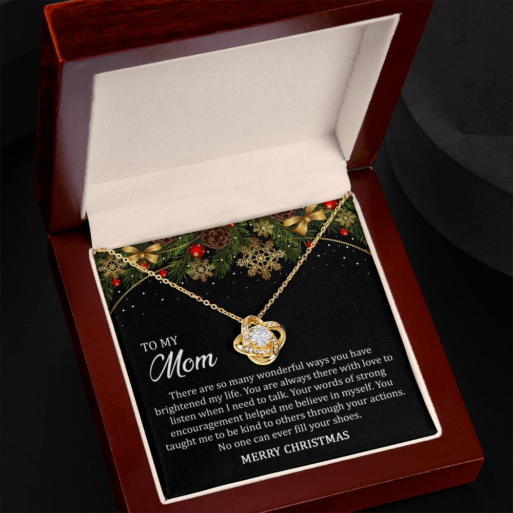 Merry Christmas Mom Love Knot Necklace