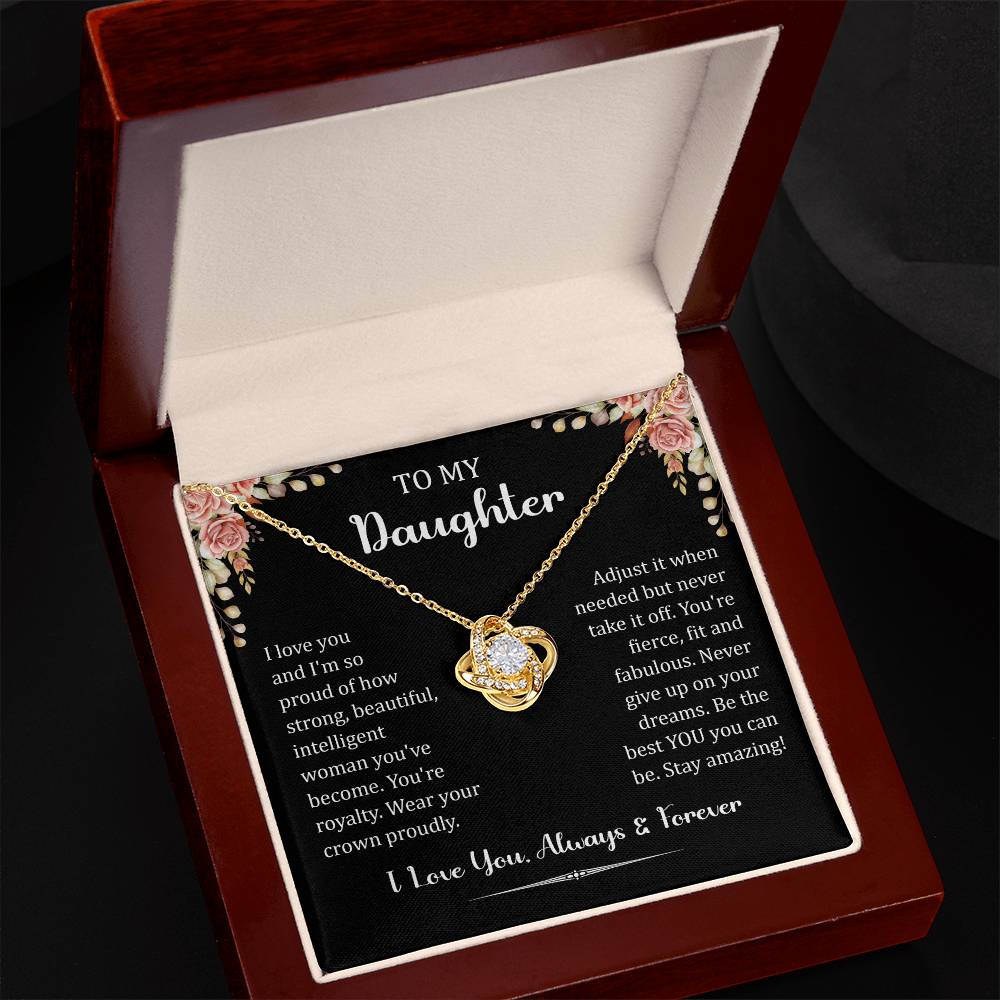 To My Daughter I Love You Always & Forever Love Knot Necklace