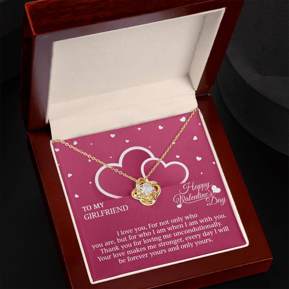 To My Girlfriend Love Knot Necklace Yellow & White Gold