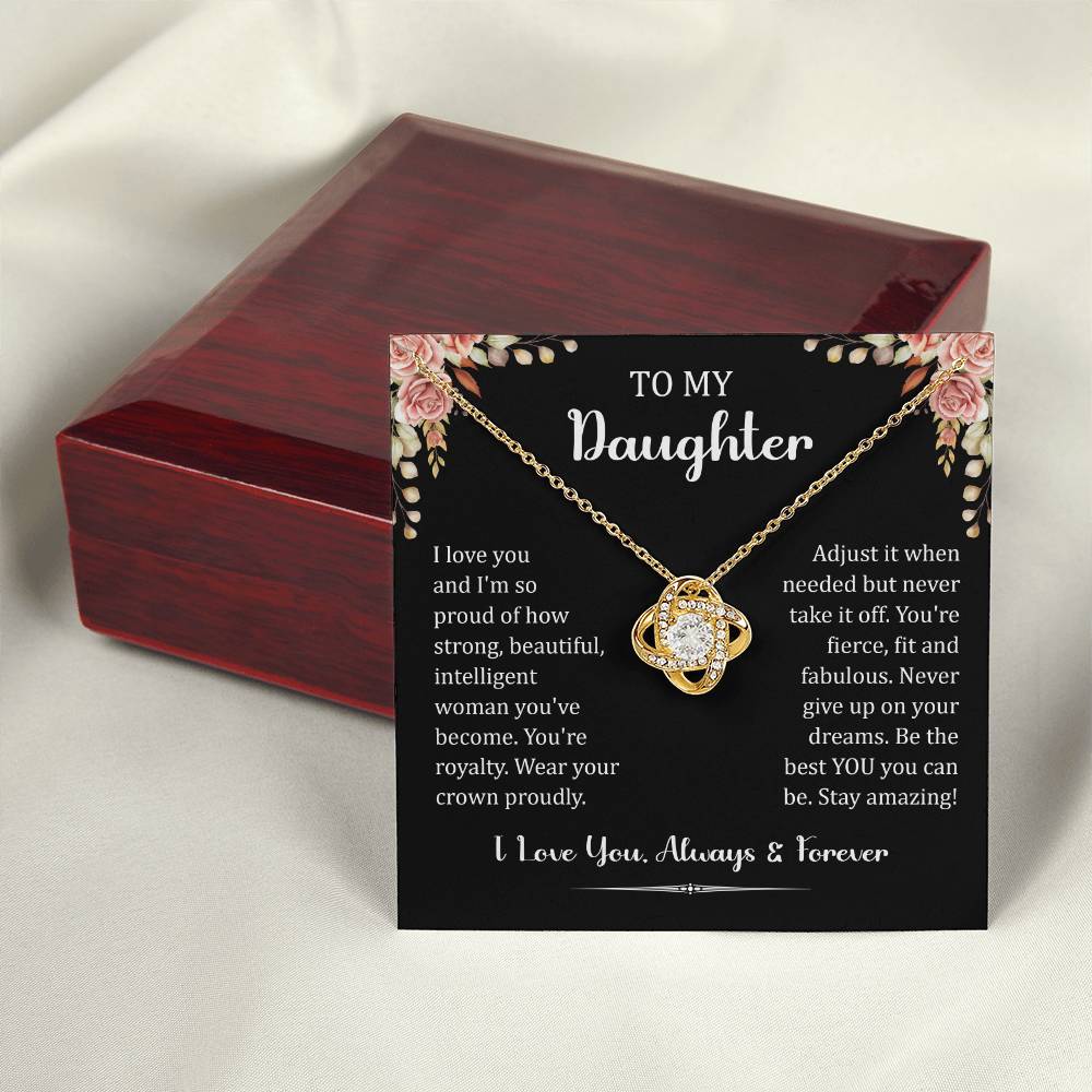 To My Daughter I Love You Always & Forever Love Knot Necklace