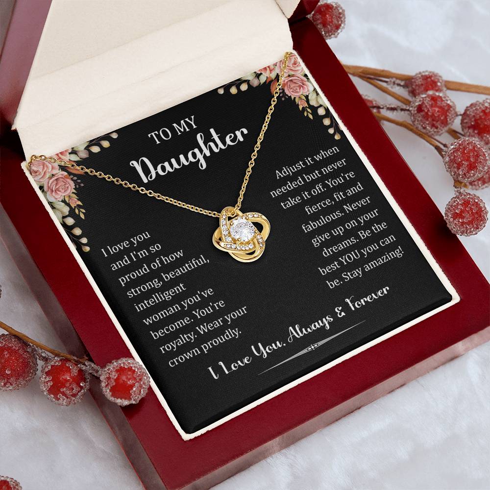 To My Daughter I Love You Always & Forever Love Knot Necklace