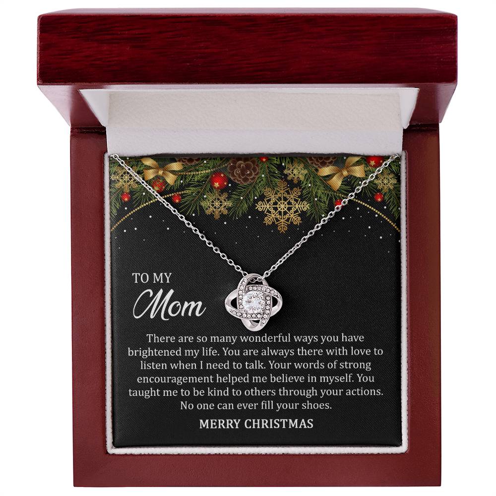 Merry Christmas Mom Love Knot Necklace