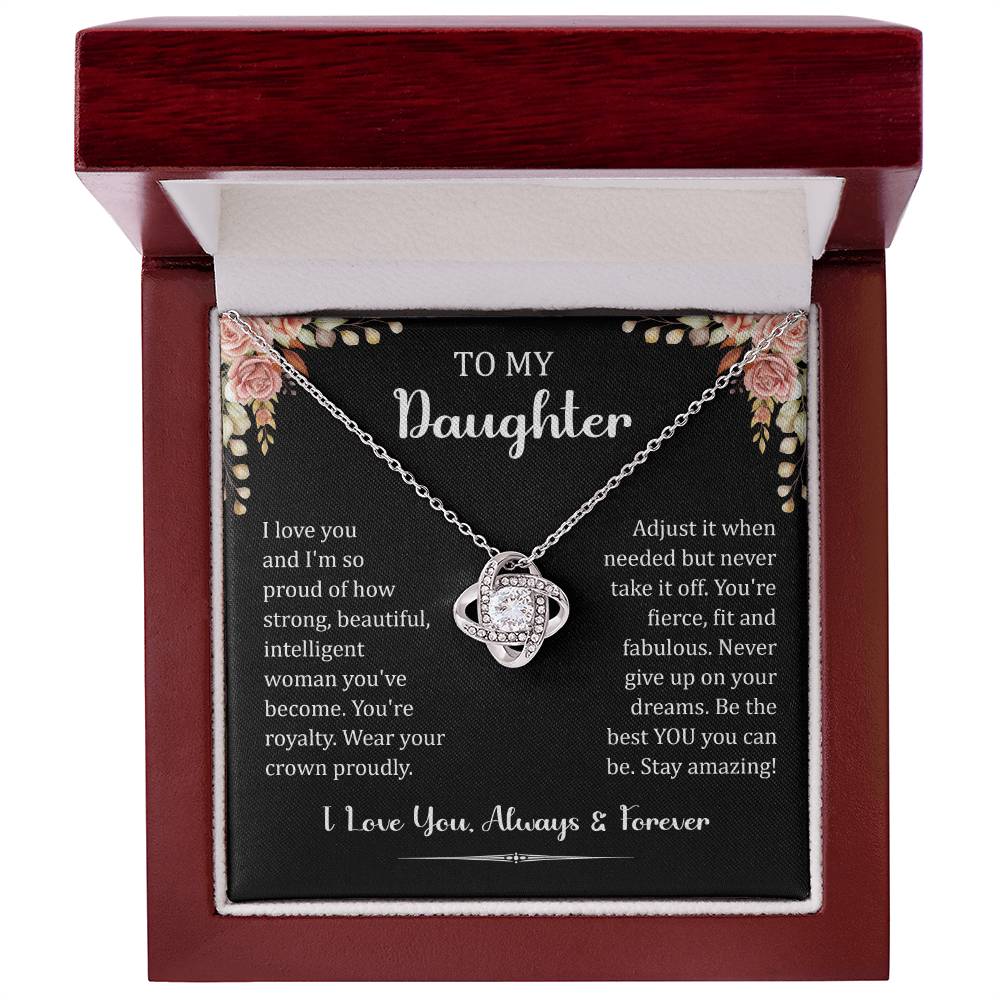 To My Daughter I Love You Always & Forever Love Knot Necklace