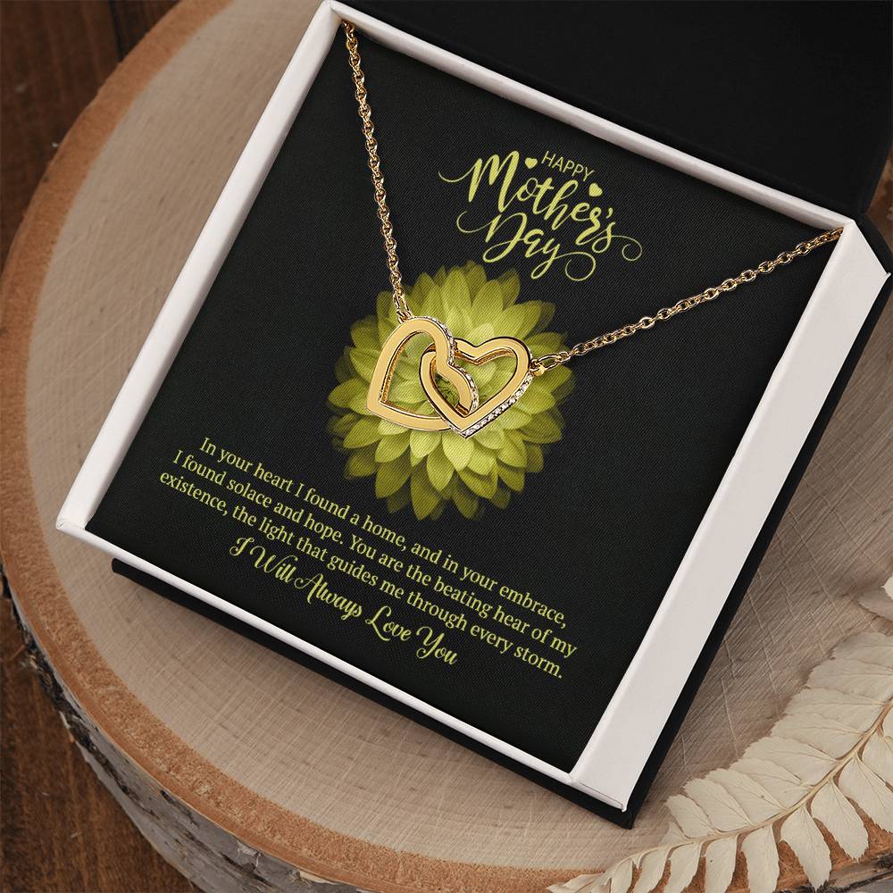 Happy Mother's Day Interlocking Hearts Necklace (Yellow & White Gold Variants)