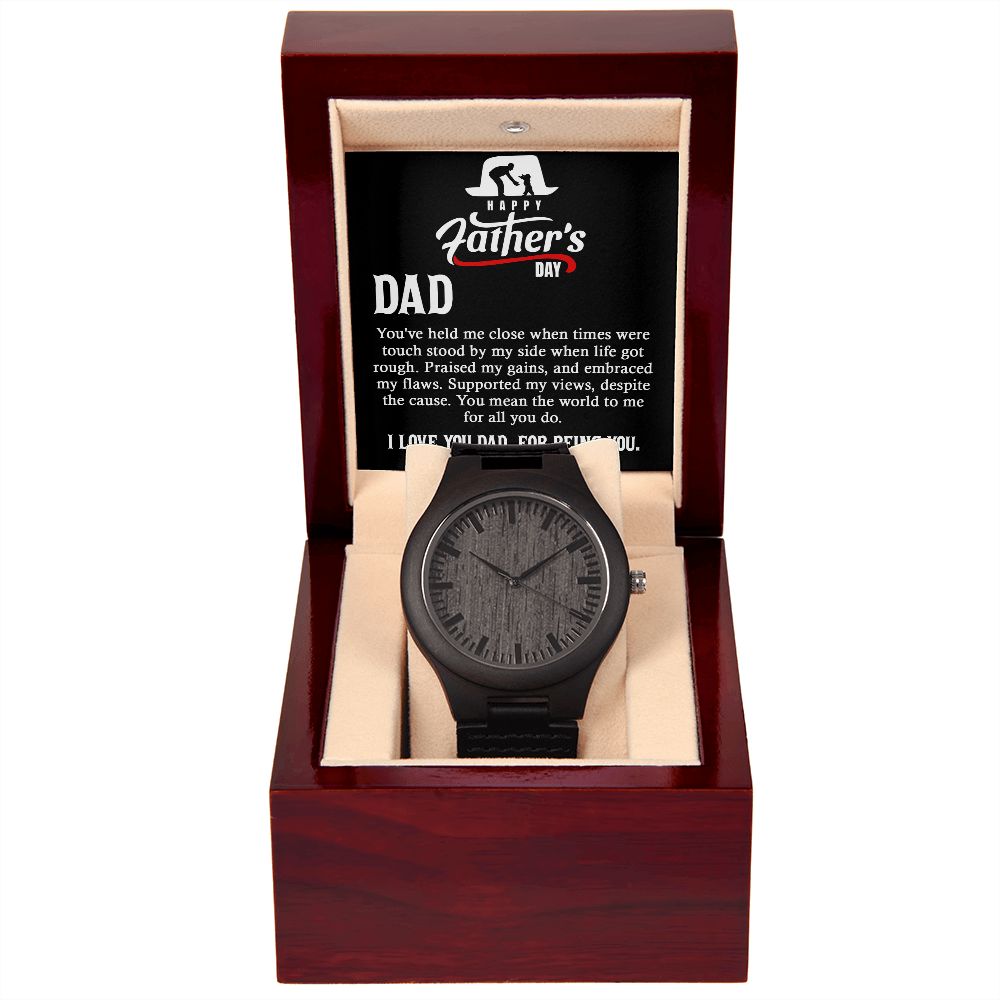 Happy Father's Day I Love You Dad, For Being You Surprise your dad with a gift that speaks to just how much your love your father and appreciate him.  This Wooden Watch is a versatile accessory that's perfect for stylish, everyday wear. Encased in rich sandalwood and paired with a genuine leather strap, this piece is as impressive as the man who wears it.