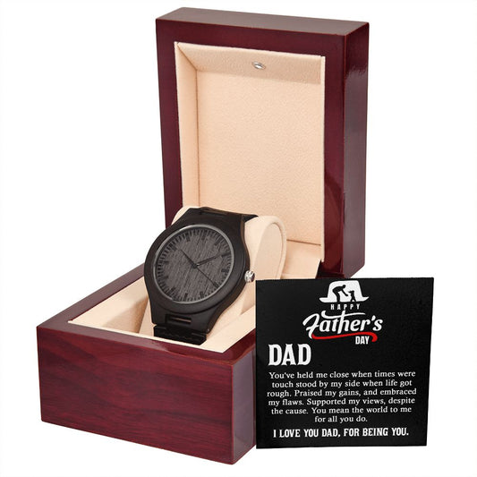 Happy Father's Day I Love You Dad, For Being YouSurprise your dad with a gift that speaks to just how much your love your father and appreciate him.  This Wooden Watch is a versatile accessory that's perfect for stylish, everyday wear. Encased in rich sandalwood and paired with a genuine leather strap, this piece is as impressive as the man who wears it.
