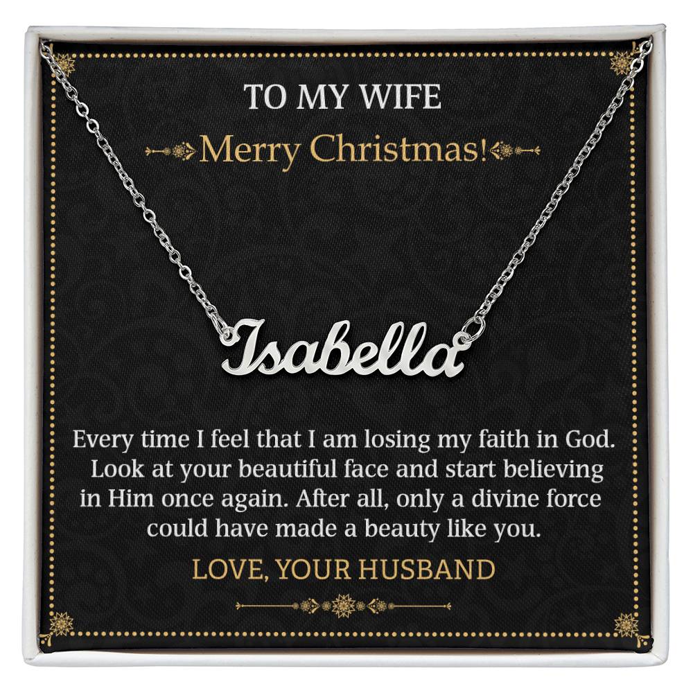 Personalized Name Necklace To my Wife Merry Christmas