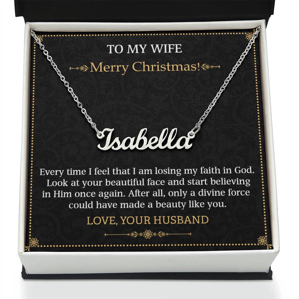 Personalized Name Necklace To my Wife Merry Christmas