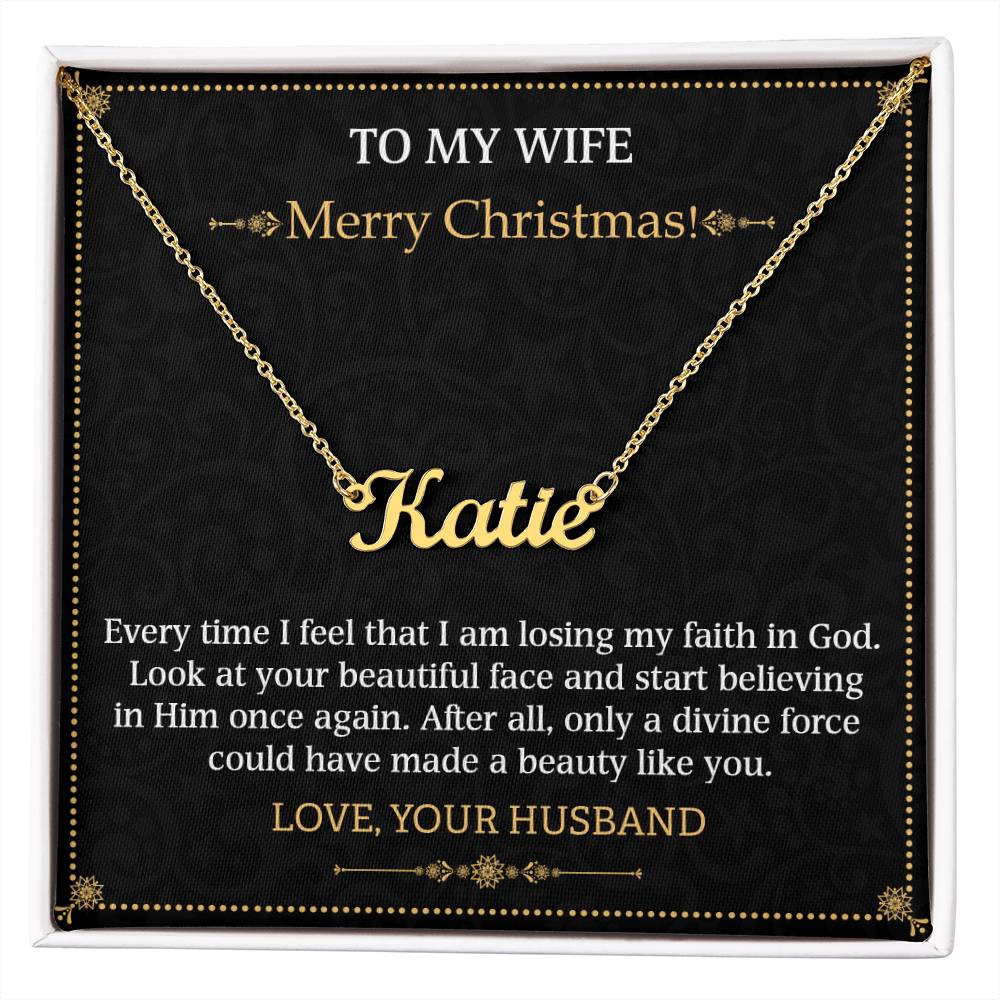 Personalized Name Necklace To my Wife Merry Christmas