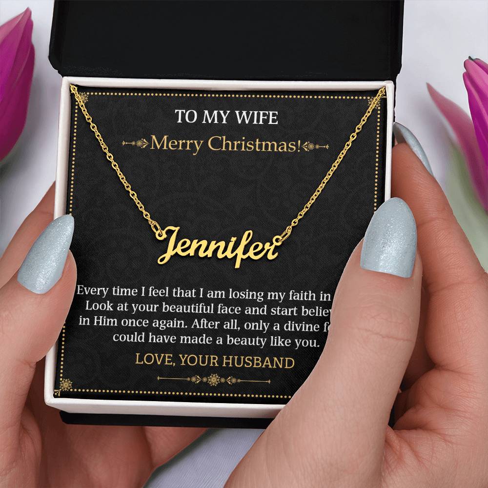 Personalized Name Necklace To my Wife Merry Christmas