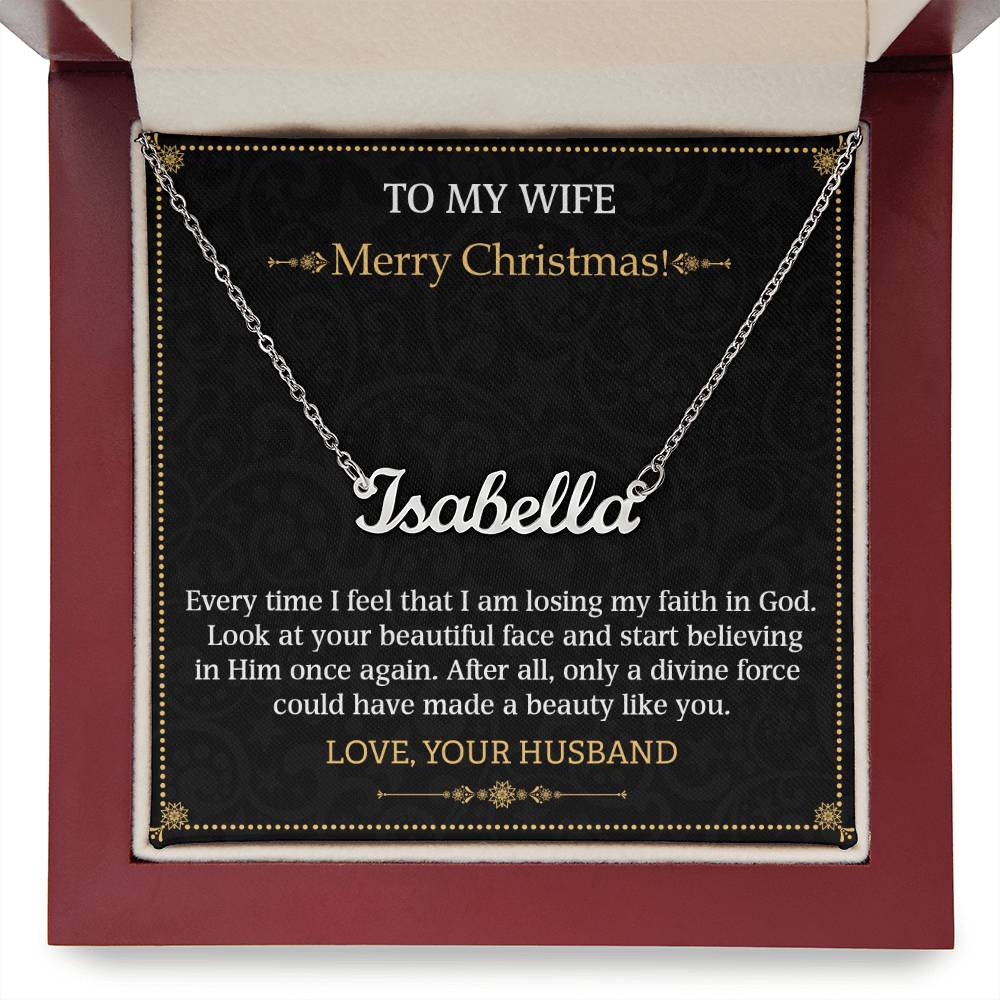 Personalized Name Necklace To my Wife Merry Christmas