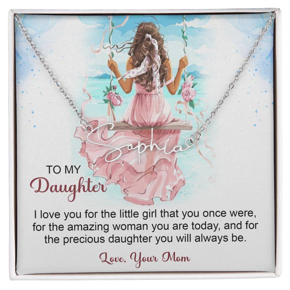 To My Daughter Signature Style Name Necklace